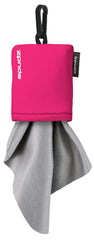 SPUDZ Classic microfiber cloth attached to pink clip-on pouch (front view)