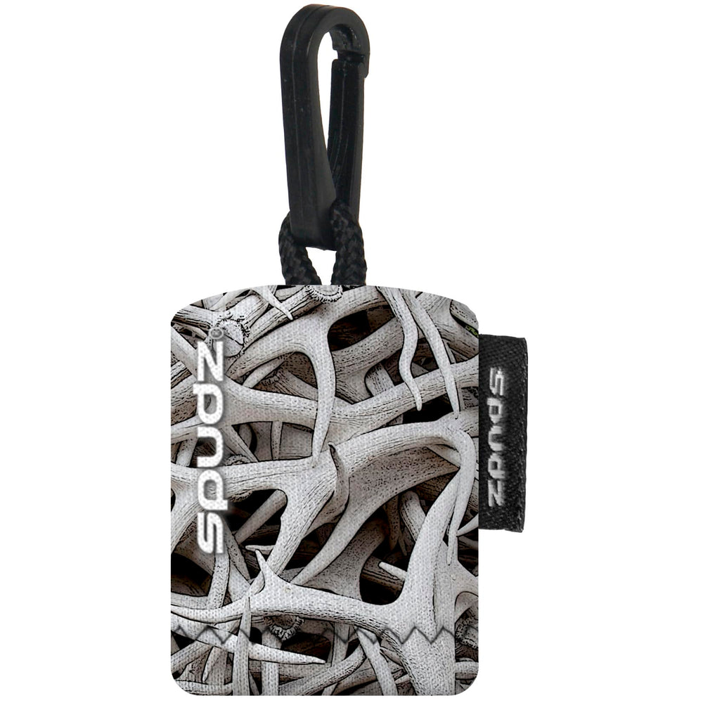 SPUDZ Classic microfiber lens cleaner with clip-on pouch, 6x6 inches, front view