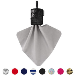 6x6 inch microfiber cloth visible inside the pouch