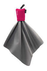 SPUDZ hot pink 10x10 microfiber cloth attached to neoprene pouch
