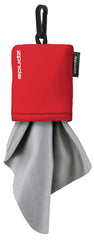 SPUDZ Ultra microfiber cloth inside red closable neoprene pouch