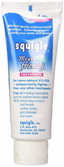 Label highlighting 36% xylitol by weight in Squigle toothpaste