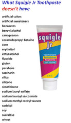 Raspberry flavored Squigle Jr toothpaste