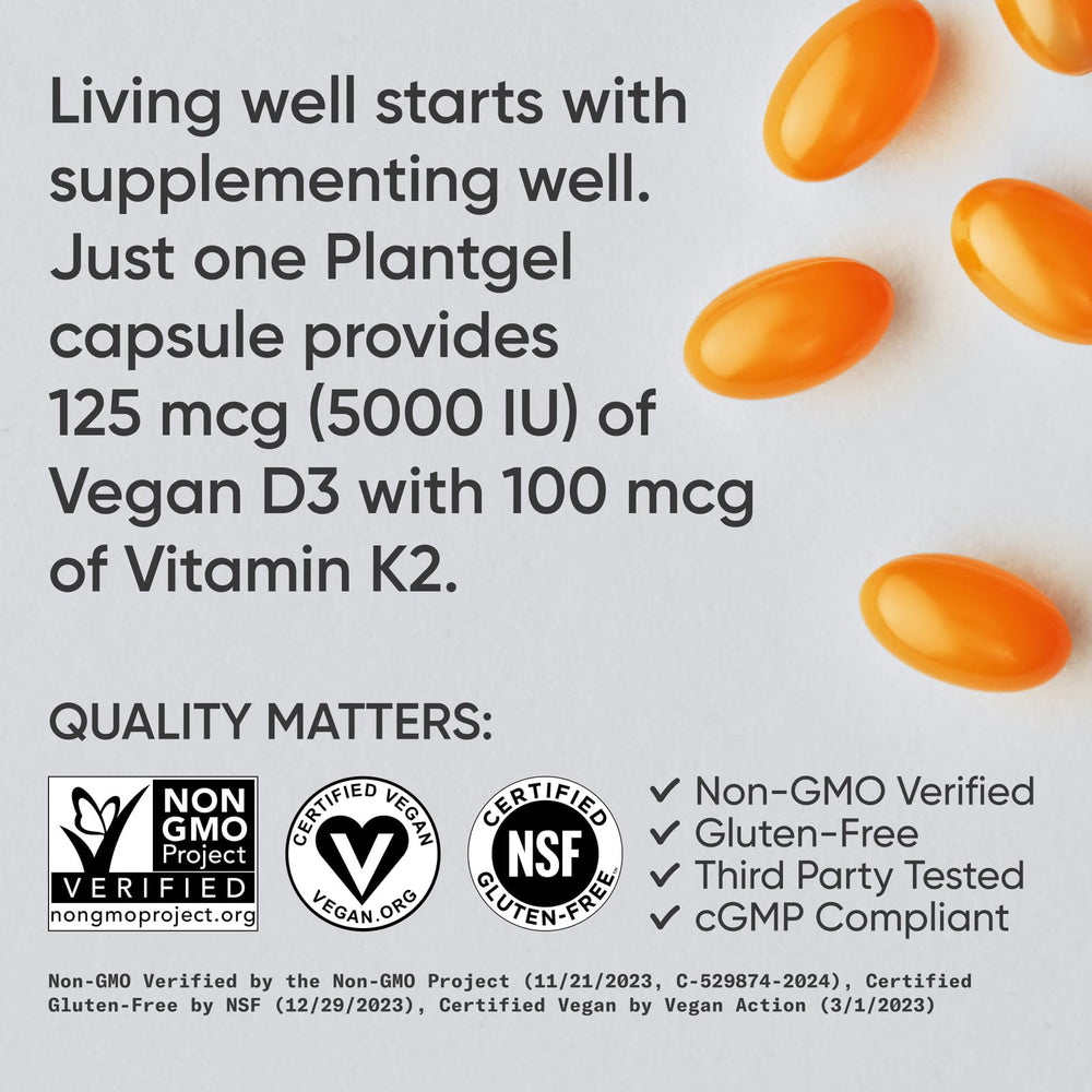 K2 from chickpeas and D3 from lichens ingredients close-up