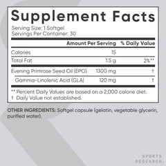 Close-up of Evening Primrose Oil 1300mg softgels bottle