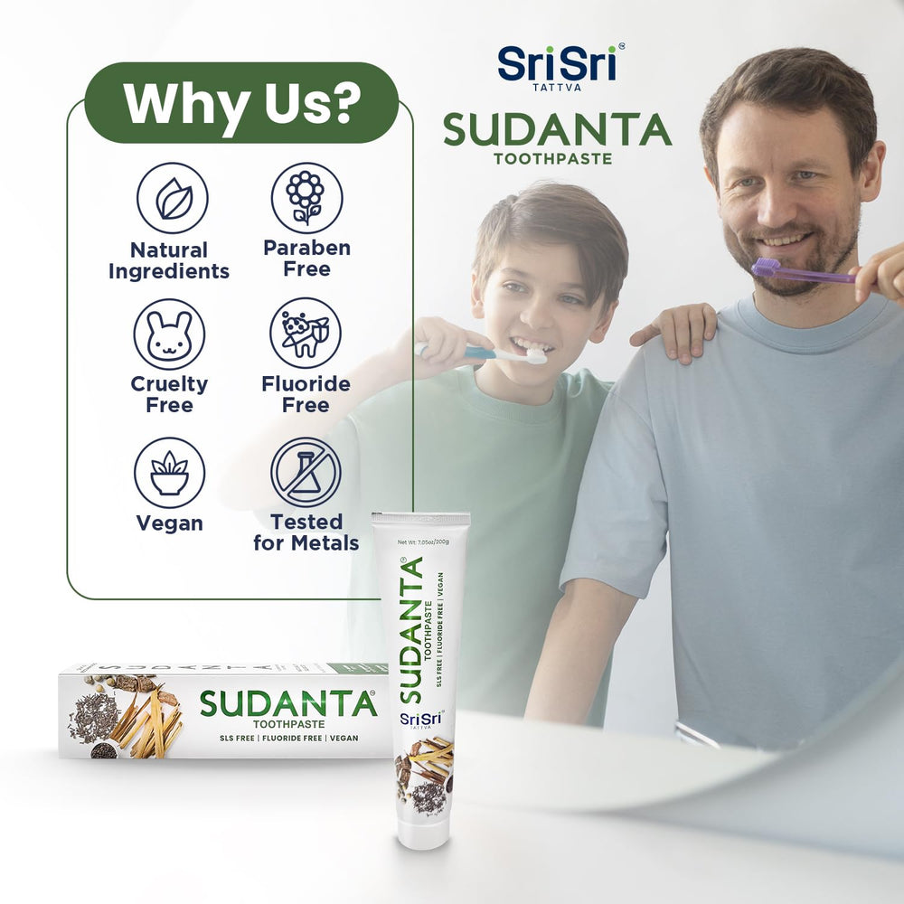 Toothbrush with Sudanta herbal toothpaste for daily care