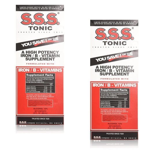 S.S.S. Tonic Iron and Vitamin B Liquid — front view of 20 oz pack of 2