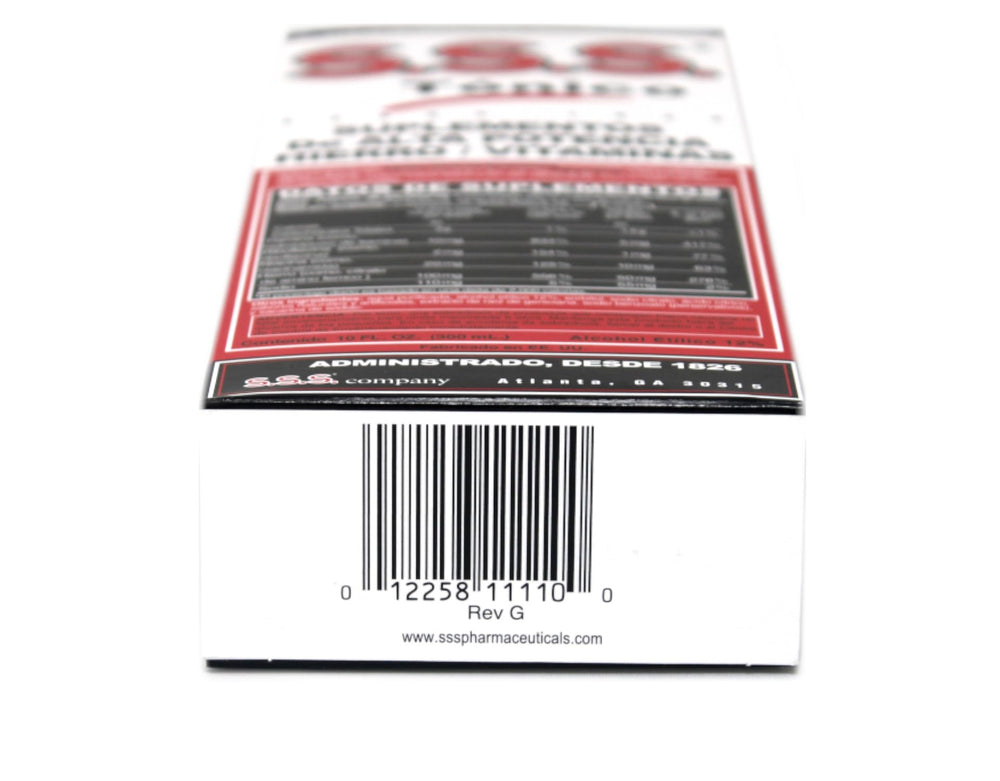S.S.S. Tonic iron and vitamin B label close-up