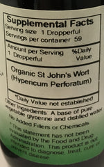Close-up of St. John's Wort Glycerite label on 2 oz bottle