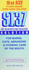 Close-up of ST37 Mouth Pain Relief bottle 16 oz
