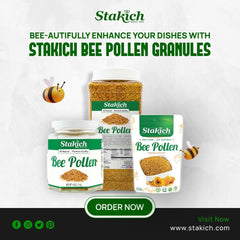 Stakich Bee Pollen Granules in a smoothie ready for daily boost
