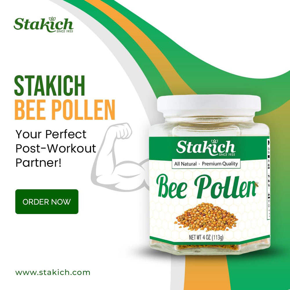 Stakich Bee Pollen Granules sprinkled over oatmeal for extra nutrition.