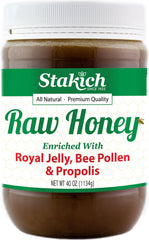 Stakich Royal Jelly, Bee Pollen, and Propolis Raw Honey 40 oz jar