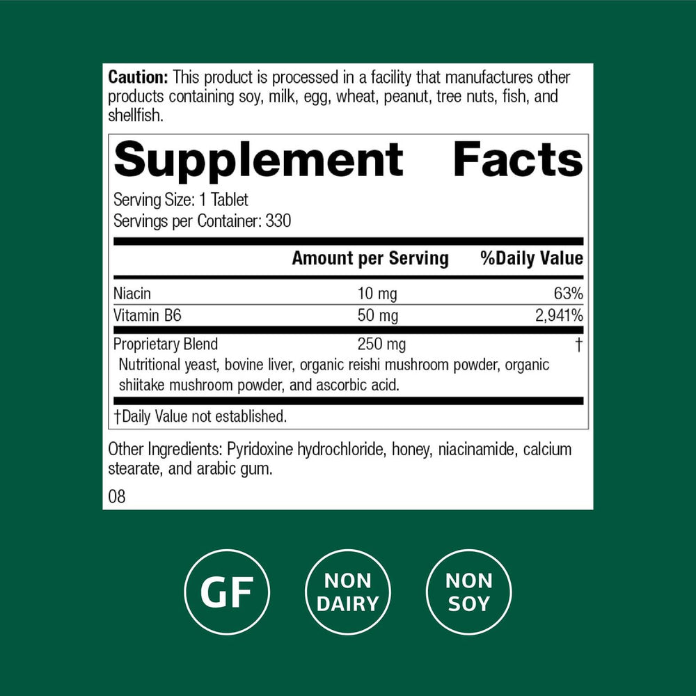 Close-up of product label highlighting B vitamins and energy support