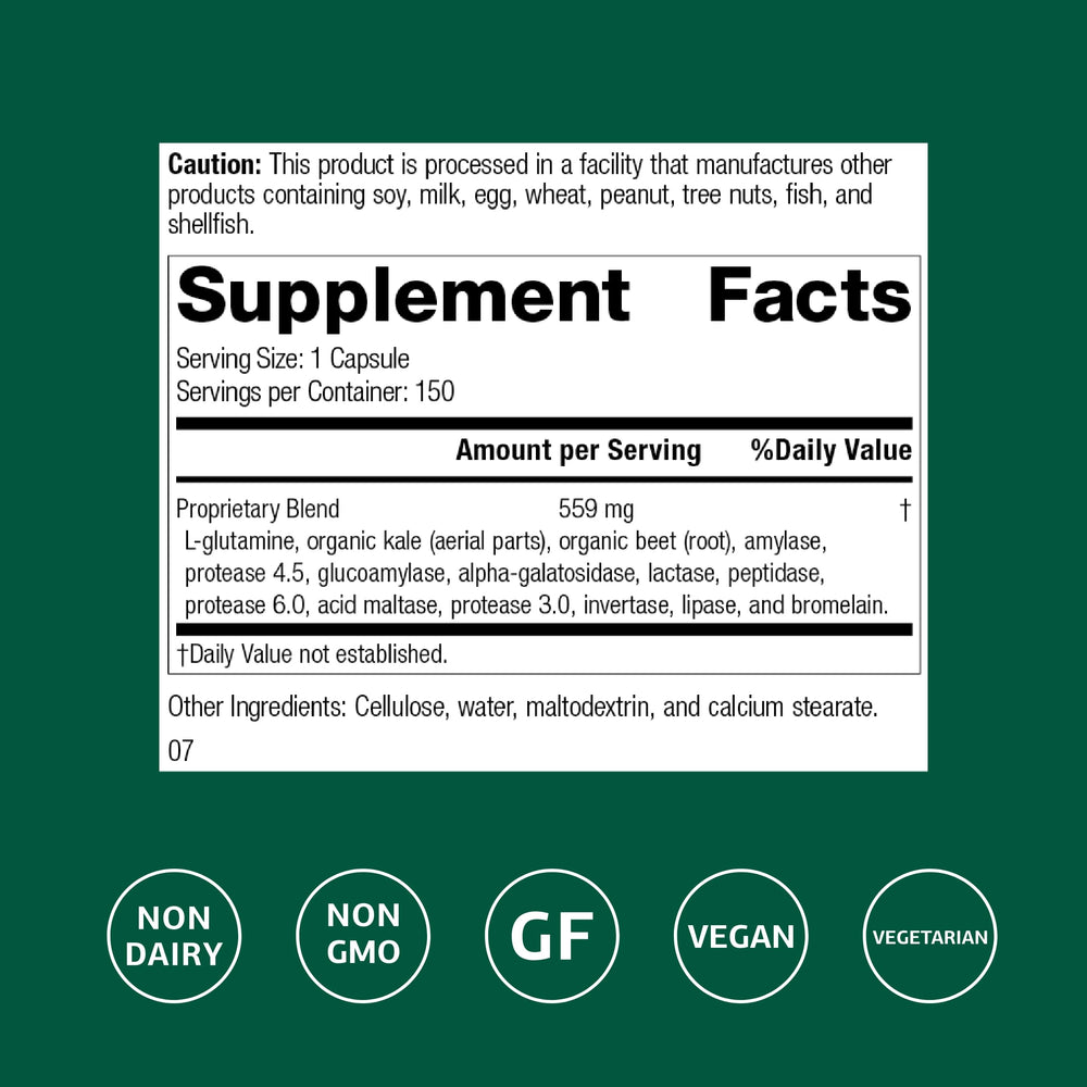 Close-up of Enzycore bottle label