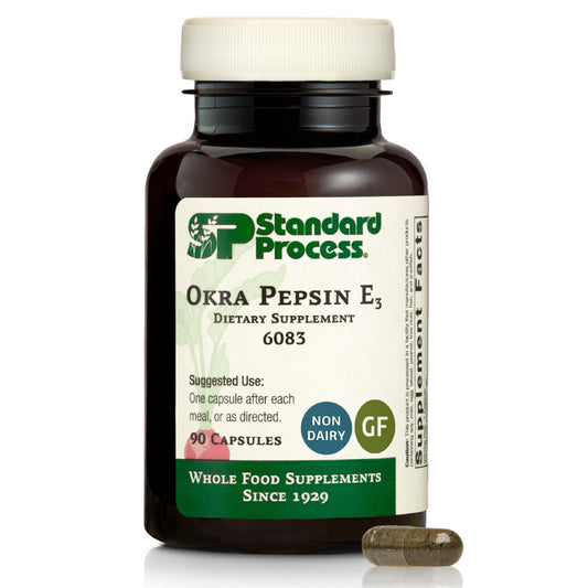 Standard Process Okra Pepsin E3 bottle – front label