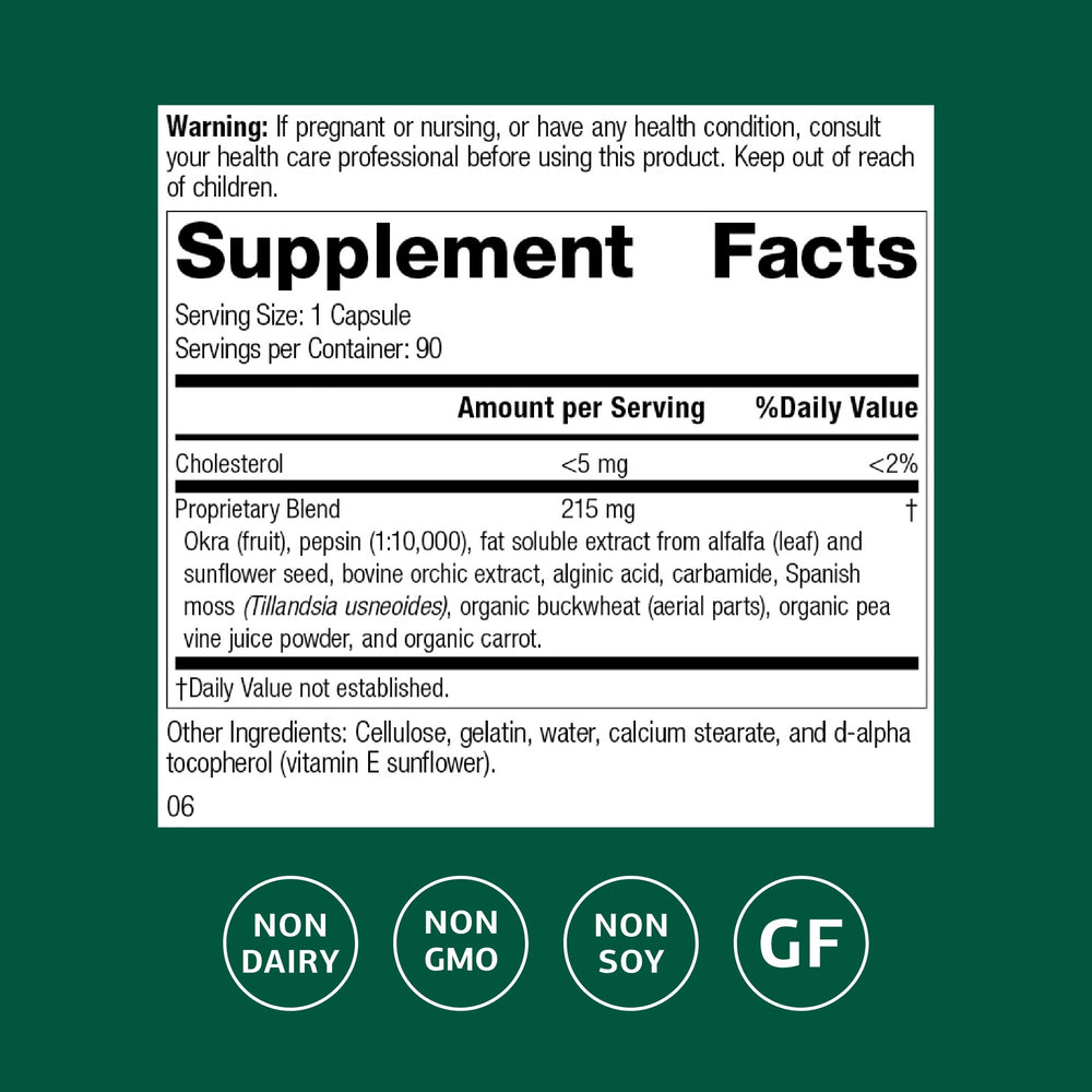Standard Process Okra Pepsin E3 capsules offer convenient daily digestive support.