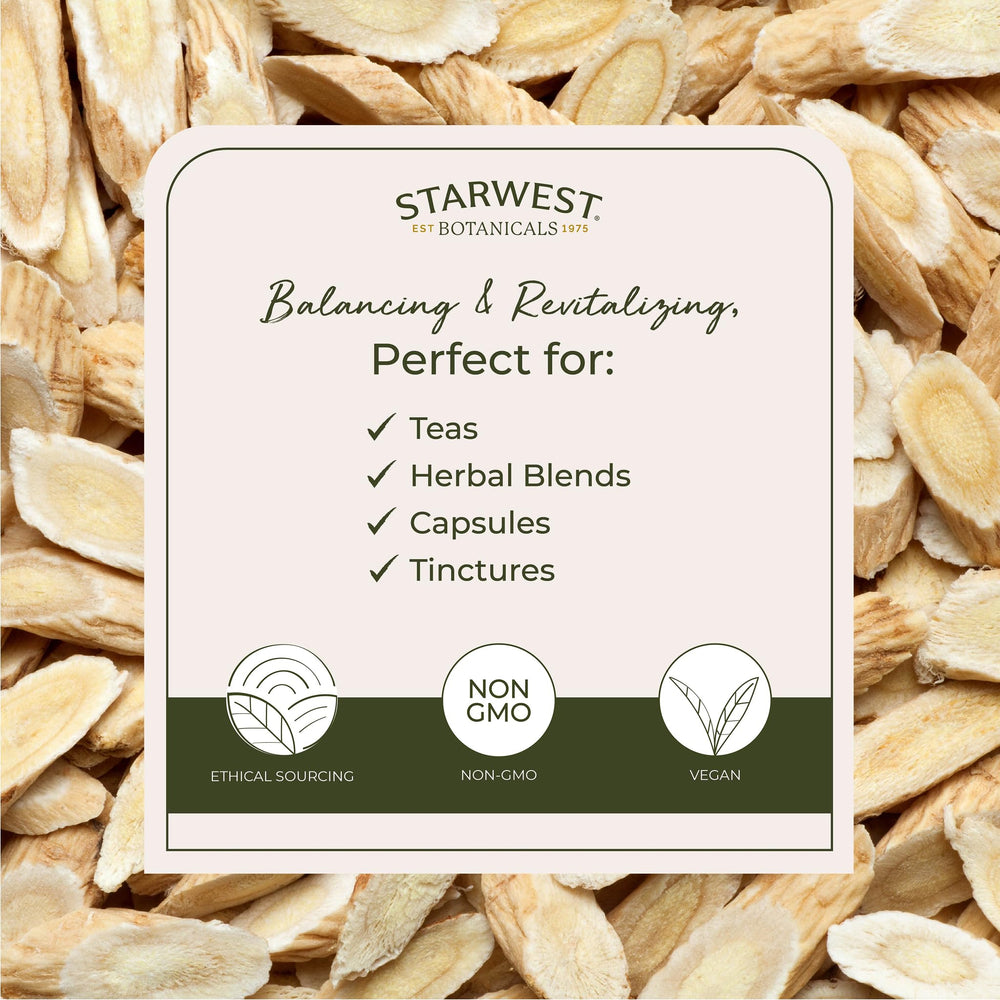 Close-up of dried astragalus root slices