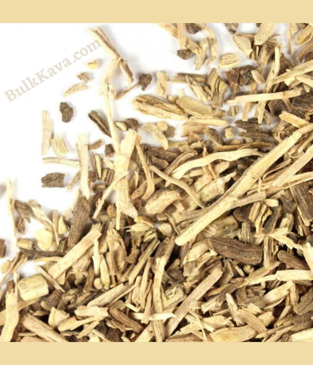 Front view of Starwest Botanicals Kava Kava Root Cut & Sifted 4 oz package