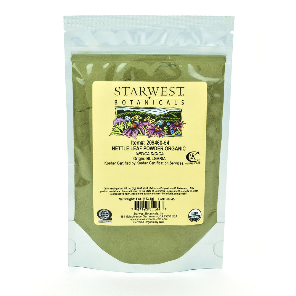 Starwest Botanicals Organic Nettle Leaf Powder 4 oz front view