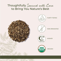 Burdock root pieces in tea preparation
