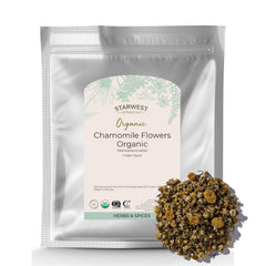 Front view of Starwest Chamomile Flowers Whole 1 lb bag