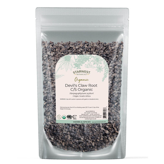 Organic Devil's Claw Root, dried, 4 oz pouch