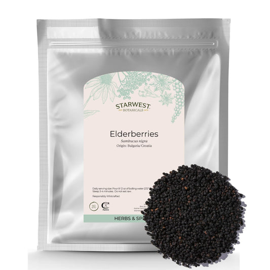 Starwest botanicals dried elderberries in 1 lb bulk packaging