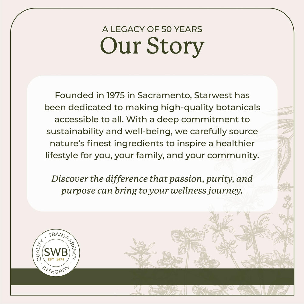 Starwest Botanicals logo with Kava product on white background