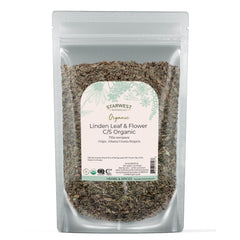 Organic Linden leaf and flower mix in 4 oz resealable pouch