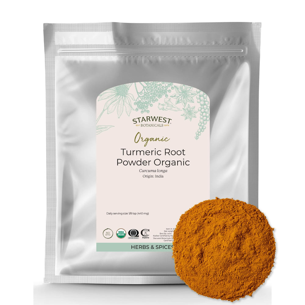 Starwest Botanicals Organic Ground Turmeric Root Powder in a 2 lb bulk bag