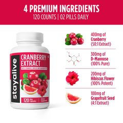 Vegan, Non-GMO, Gluten-Free cranberry pills bottle