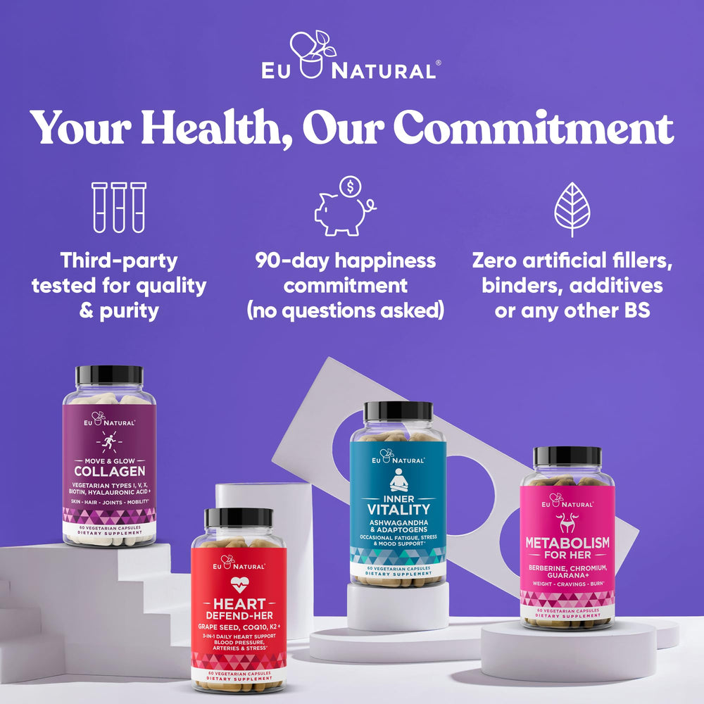 Clinically tested extracts: Vitex, Black Cohosh, and Ashwagandha
