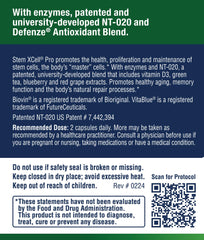 Close-up of NT-020 ingredient blend on Stem XCell Pro packaging