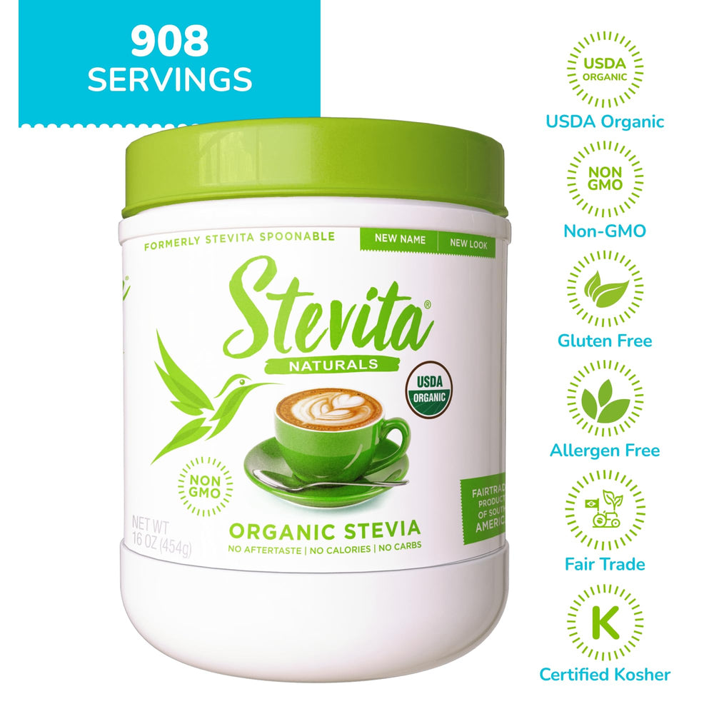 Ingredients panel of Stevita Organic Stevia 16oz