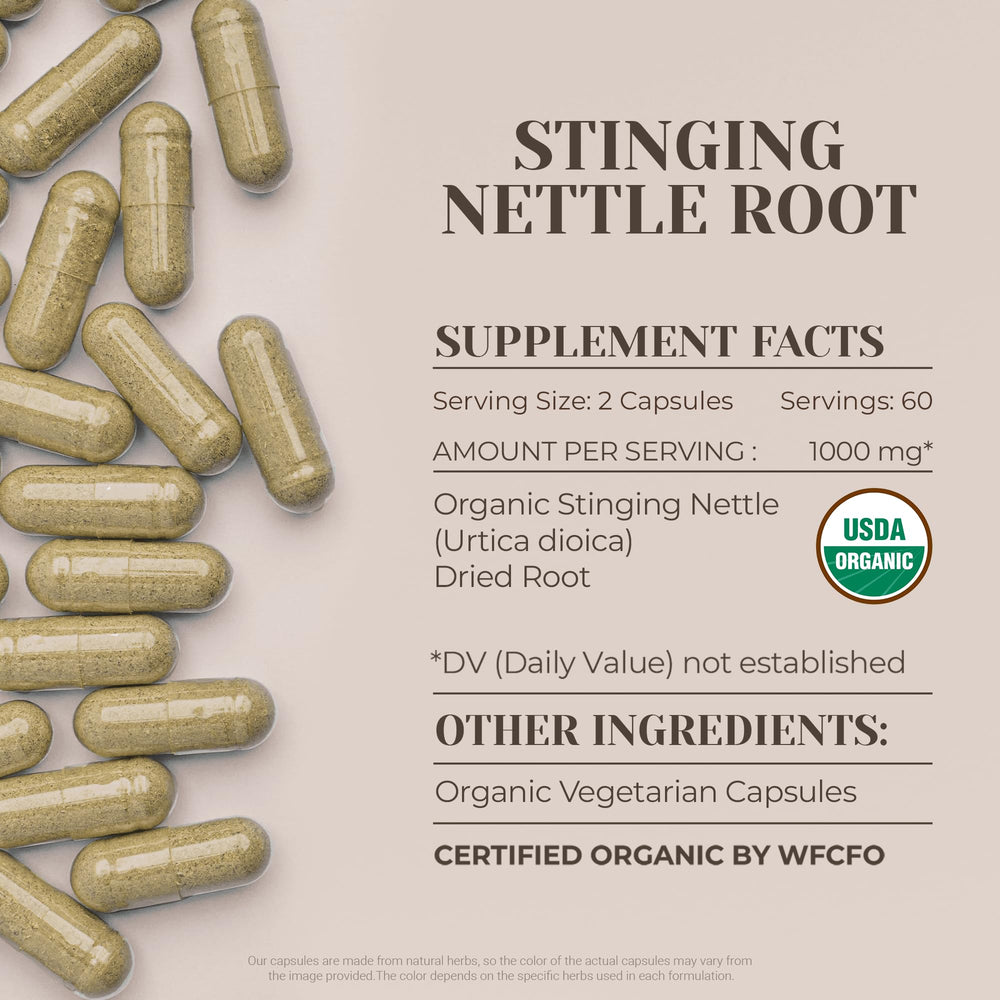 Vegetarian capsules container for stinging nettle root