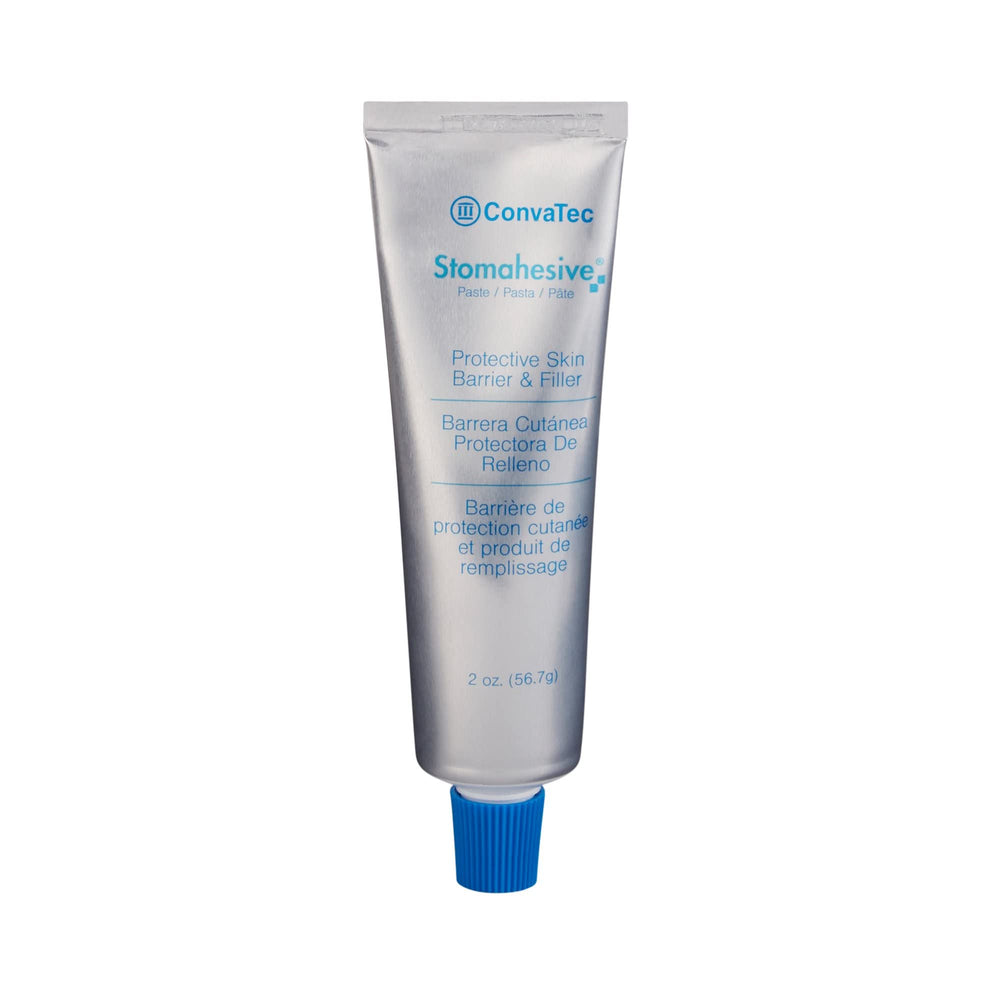 Stomahesive barrier paste application closeup showing creamy texture for easy coverage