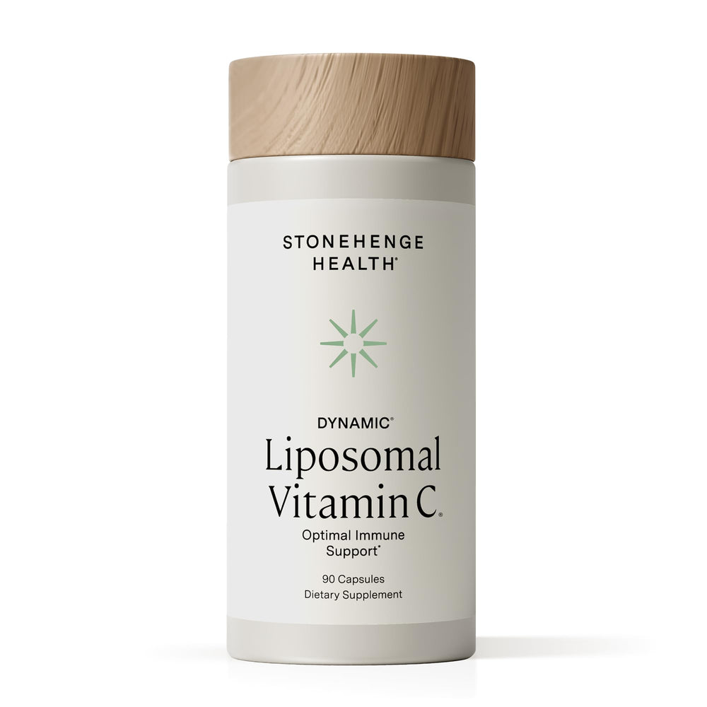 Stonehenge Health Dynamic Liposomal Vitamin C bottle close-up highlighting PureWayC absorption