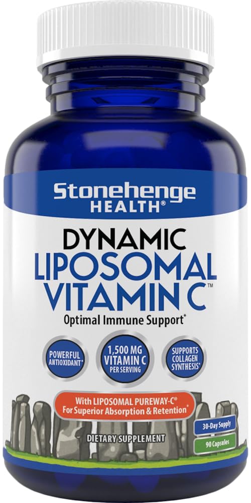 Front view of Stonehenge Health Dynamic Liposomal Vitamin C 1500mg 90 capsules bottle