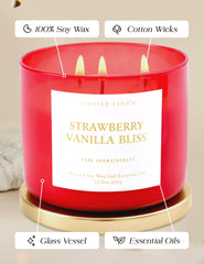 Back view of red glass jar with sleek metal lid