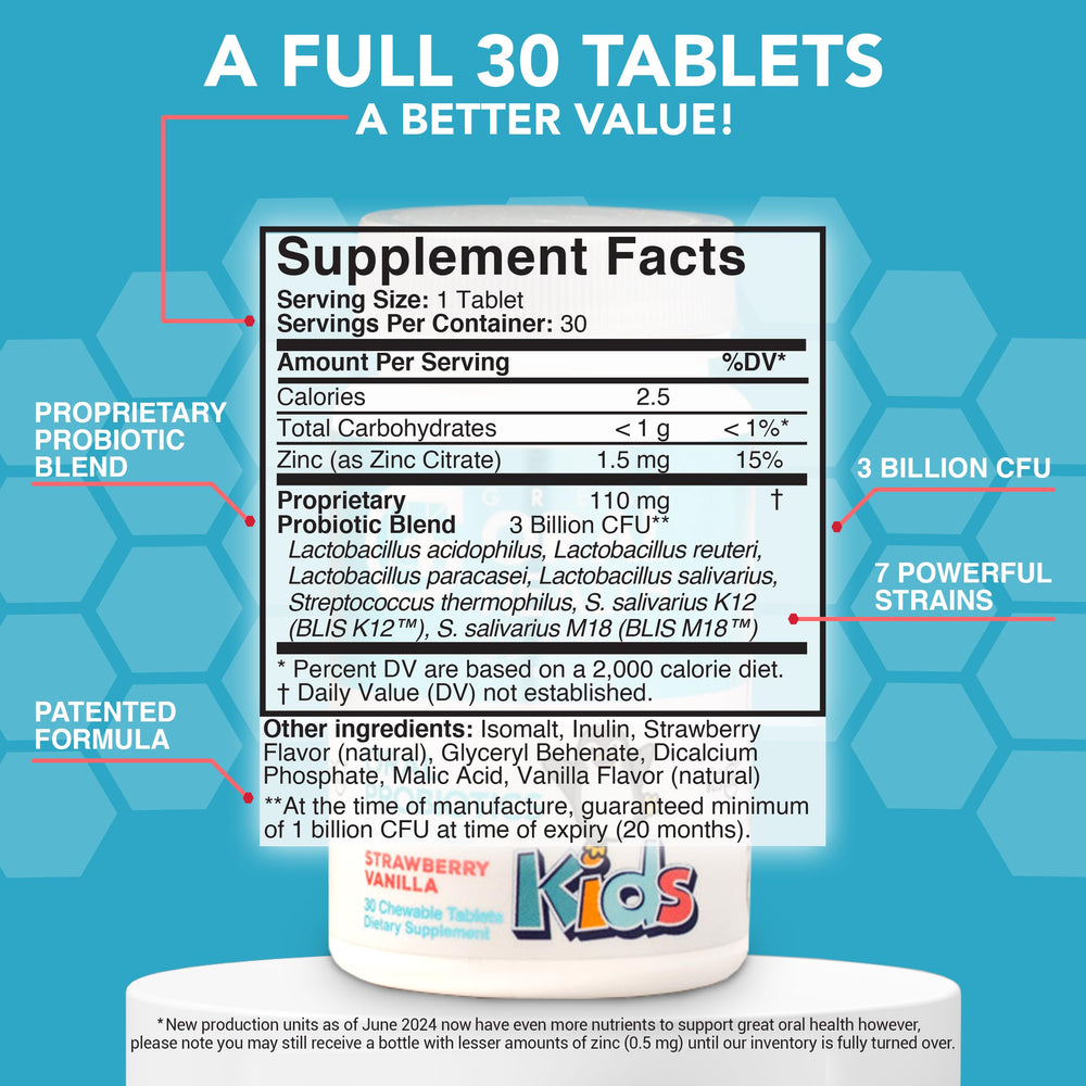 Strawberry vanilla flavored kids probiotic chewables