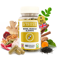 Strength & Spices joint health supplement bottle and label