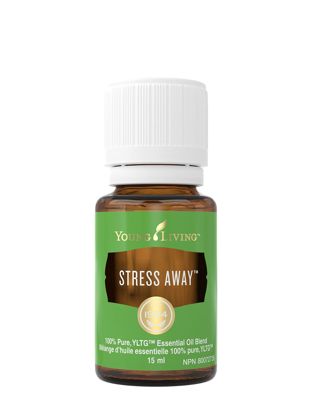 Stress Away essential oil blend bottle 15 ml with label