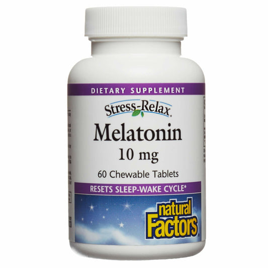 Bottle of Stress-Relax Melatonin 10 mg Natural Factors