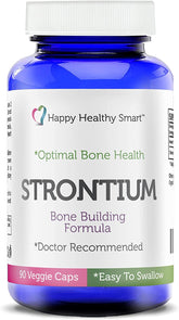 Happy Healthy Smart Strontium bone health supplement bottle with USA label