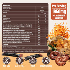 Back nutrition panel and ingredients for Strrugel Organic Mushroom Coffee