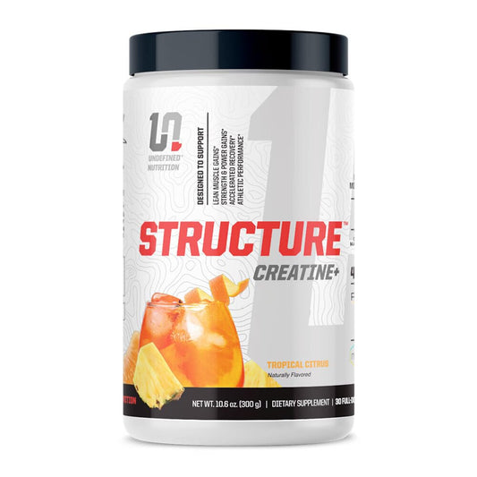 Undefined Nutrition Structure Creatine+ bottle in Tropical Citrus flavor