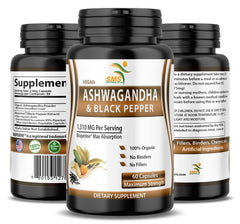 Studio shot of Ashwagandha Capsules bottle on white background