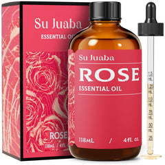 SU JUABA Rose Essential Oil 4oz amber glass bottle