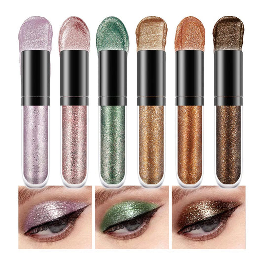 SUAKE 6-color glitter eyeshadow kit swatches show rich shimmer for bold looks.